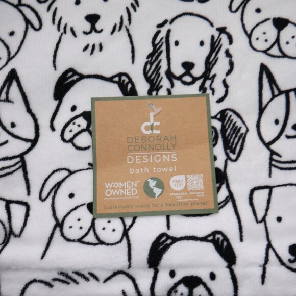 Deborah Connolly 6 PC Bath Towel Set Set Puppy Faces Black & White Dog Show NWT - Picture 4 of 10